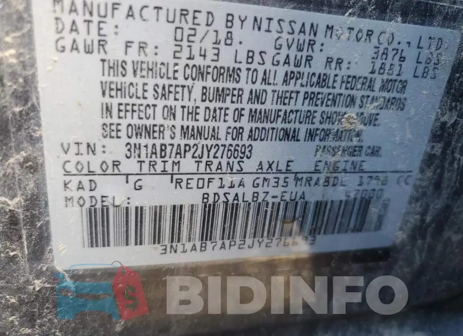 3N1AB7AP2JY276693 Photo# 12