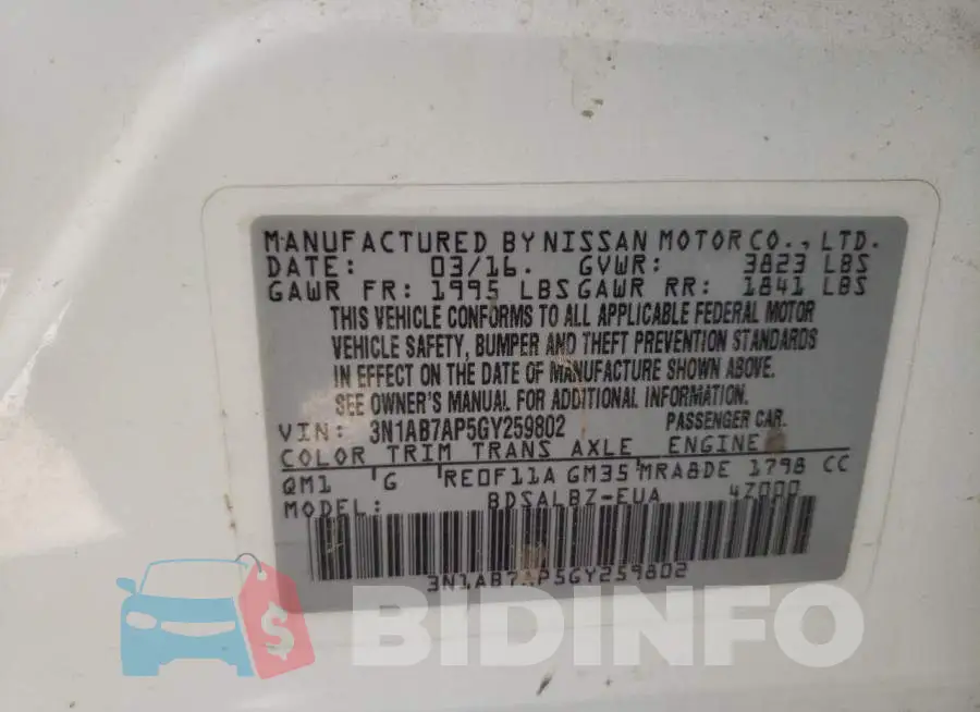 3N1AB7AP5GY259802 Photo# 13