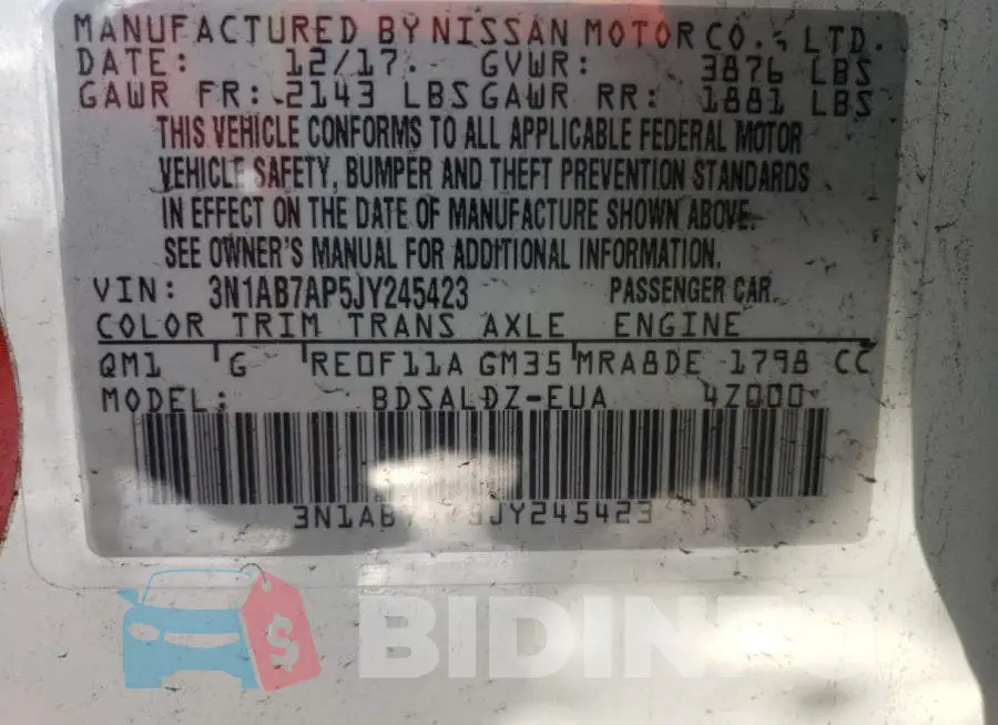 3N1AB7AP5JY245423 Photo# 12