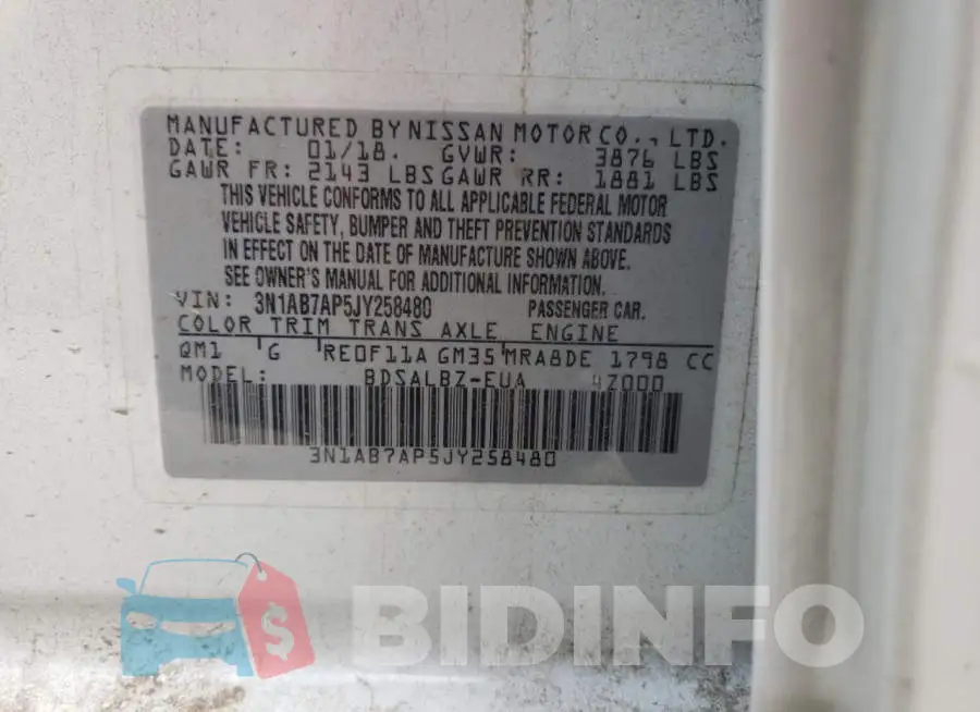 3N1AB7AP5JY258480 Photo# 13