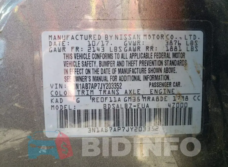 3N1AB7AP7JY203352 Photo# 10