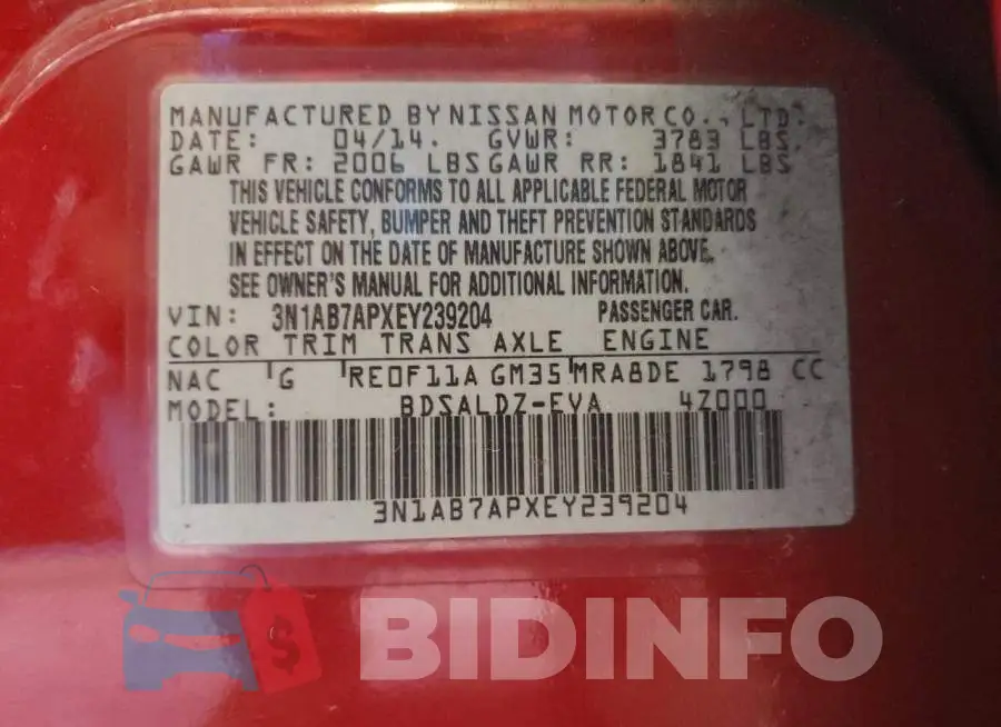 3N1AB7APXEY239204 Photo# 12