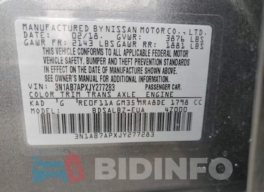 3N1AB7APXJY277283 Photo# 13
