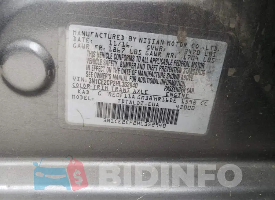 3N1CE2CP2HL352940 Photo# 12