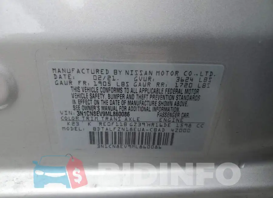 3N1CN8EV9ML860086 Photo# 12
