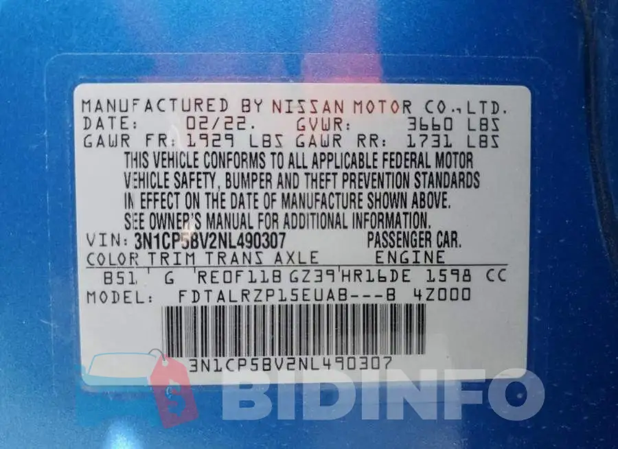 3N1CP5BV2NL490307 Photo# 12