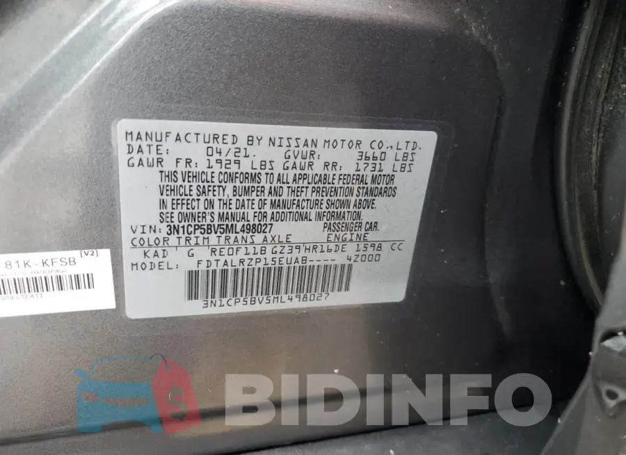 3N1CP5BV5ML498027 Photo# 12