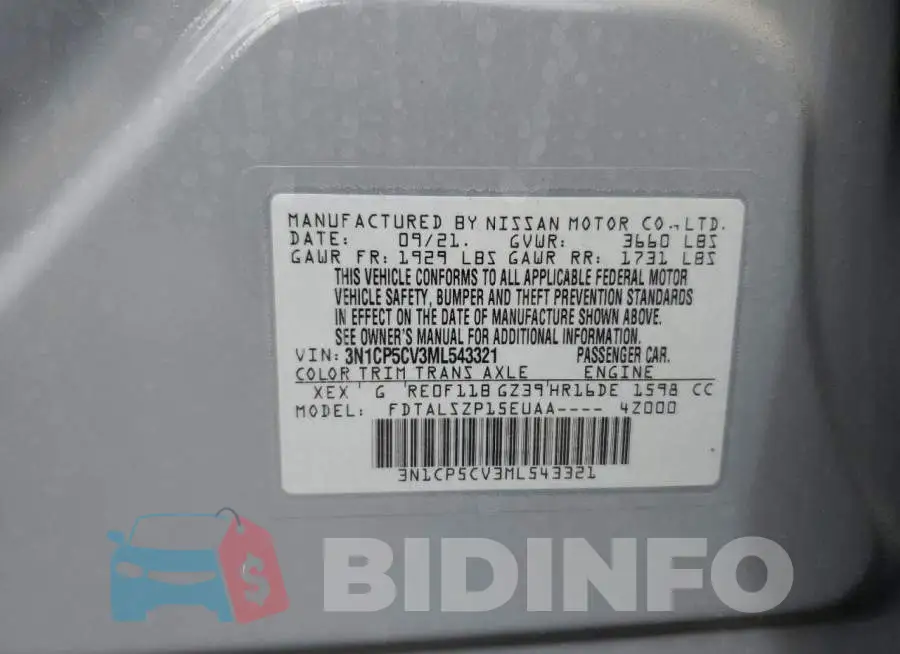 3N1CP5CV3ML543321 Photo# 13