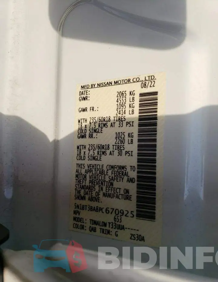 5N1BT3BA8PC670925 Photo# 14