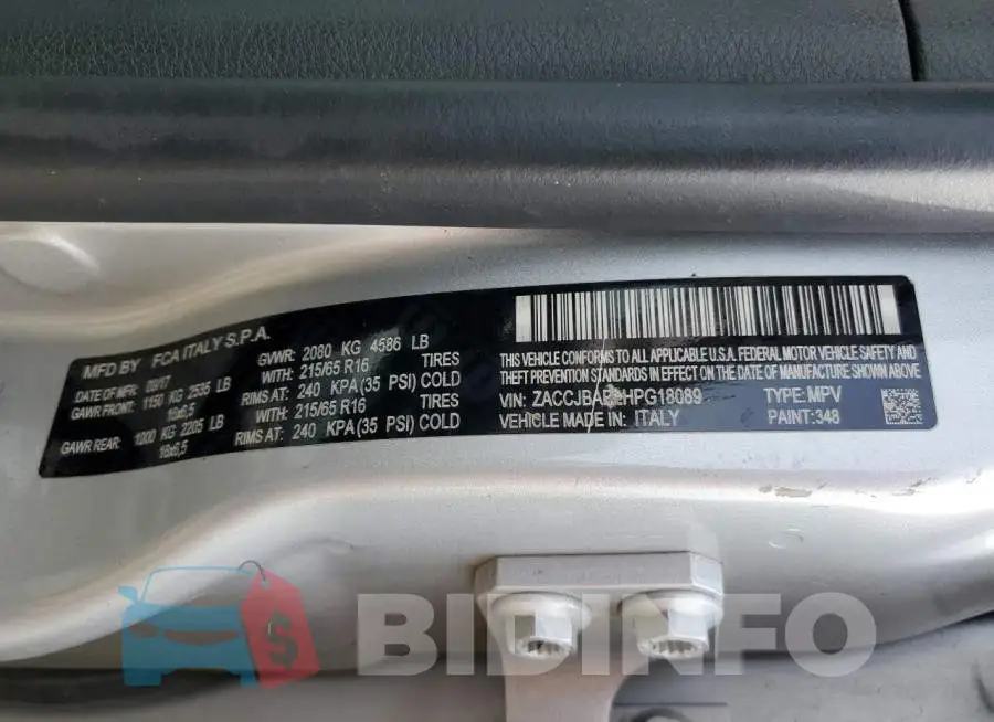 ZACCJBAB2HPG18089 Photo# 12