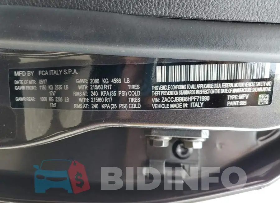 ZACCJBBB8HPF71990 Photo# 14