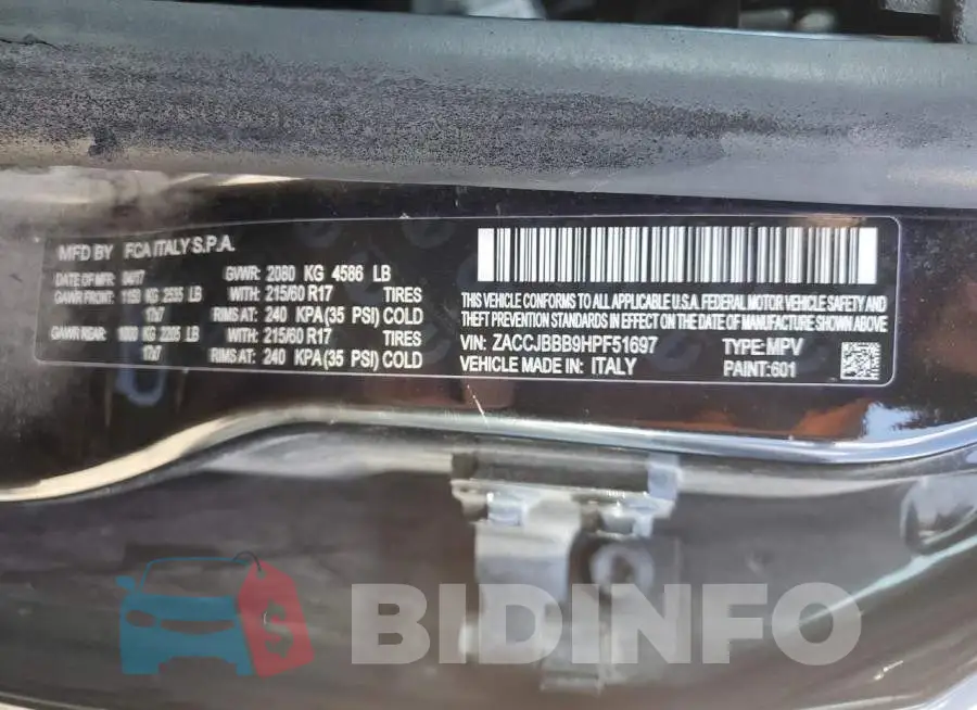 ZACCJBBB9HPF51697 Photo# 13