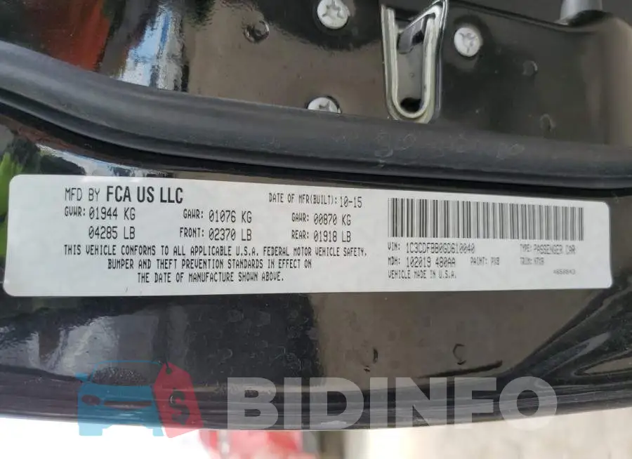 1C3CDFBB0GD610040 Photo# 12