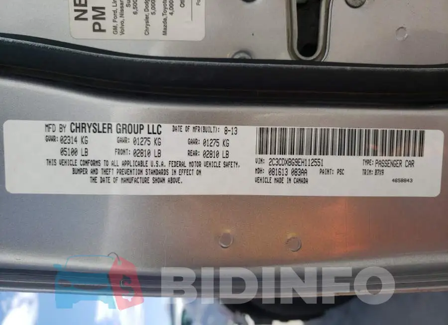 2C3CDXBG9EH112551 Photo# 13