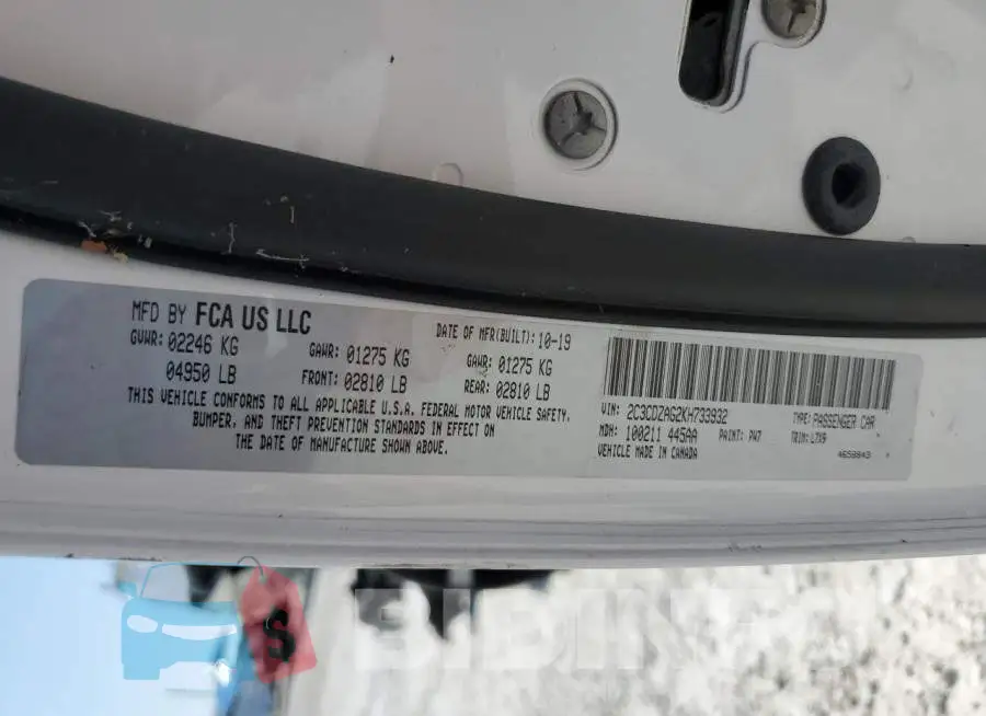 2C3CDZAG2KH733932 Photo# 12