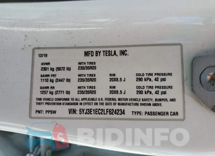 5YJ3E1EC2LF624234 Photo# 12