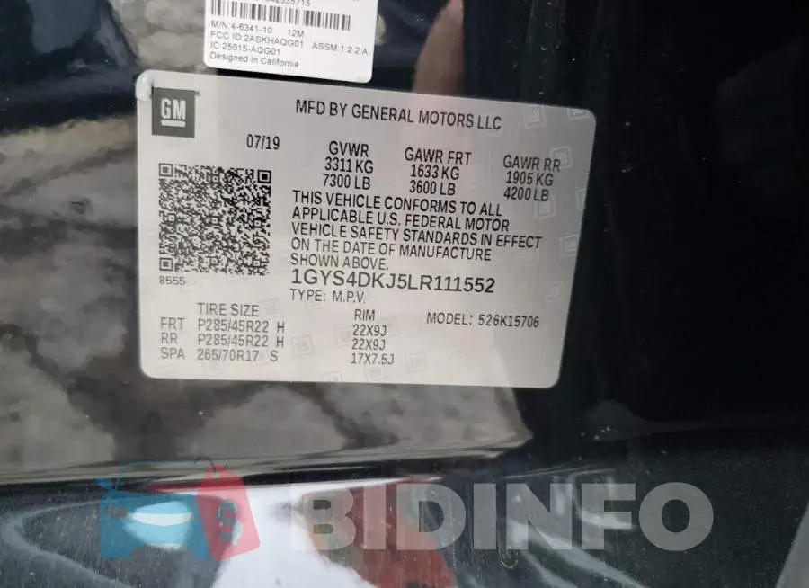 1GYS4DKJ5LR111552 Photo# 13