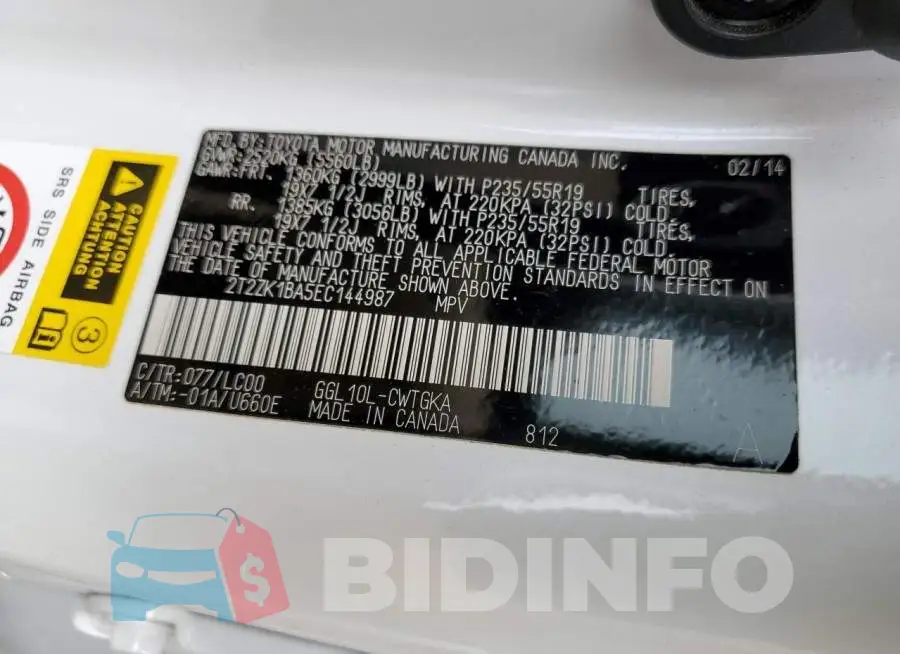 2T2ZK1BA5EC144987 Photo# 13
