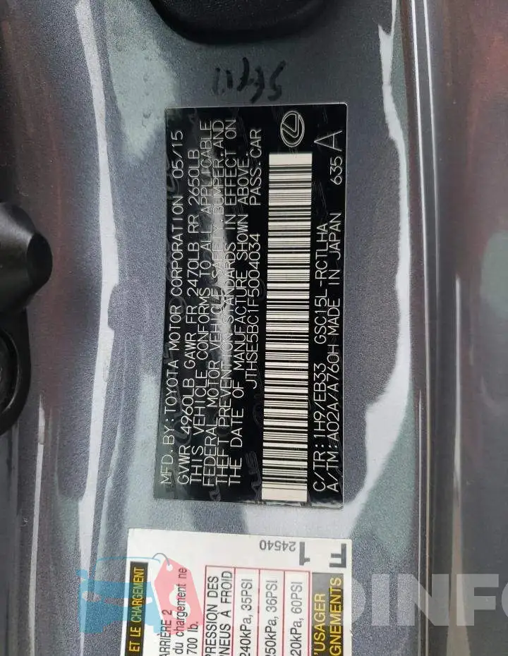 JTHSE5BC1F5004034 Photo# 12