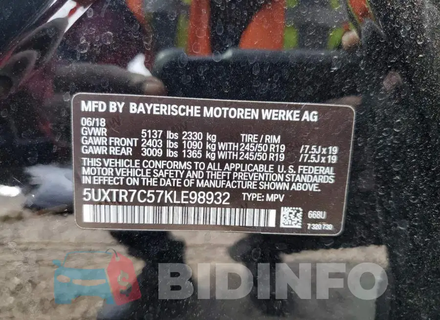 5UXTR7C57KLE98932 Photo# 14