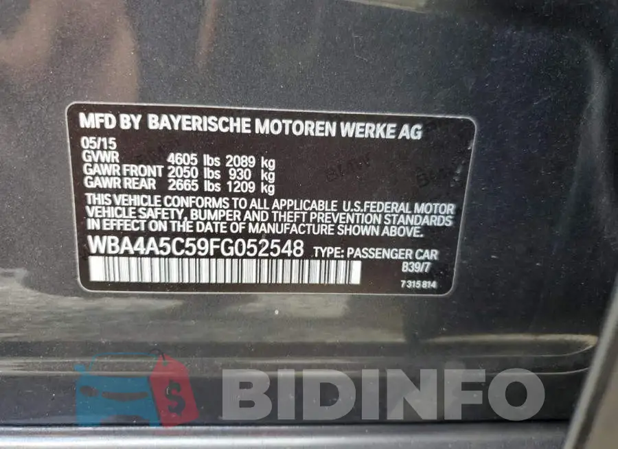 WBA4A5C59FG052548 Photo# 13
