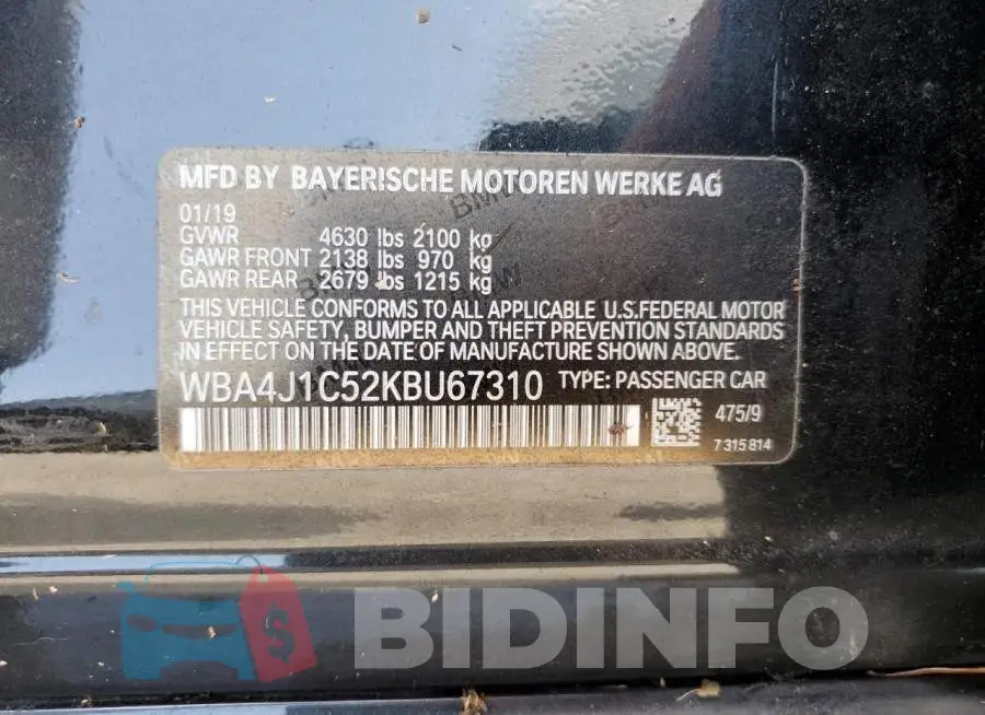 WBA4J1C52KBU67310 Photo# 13