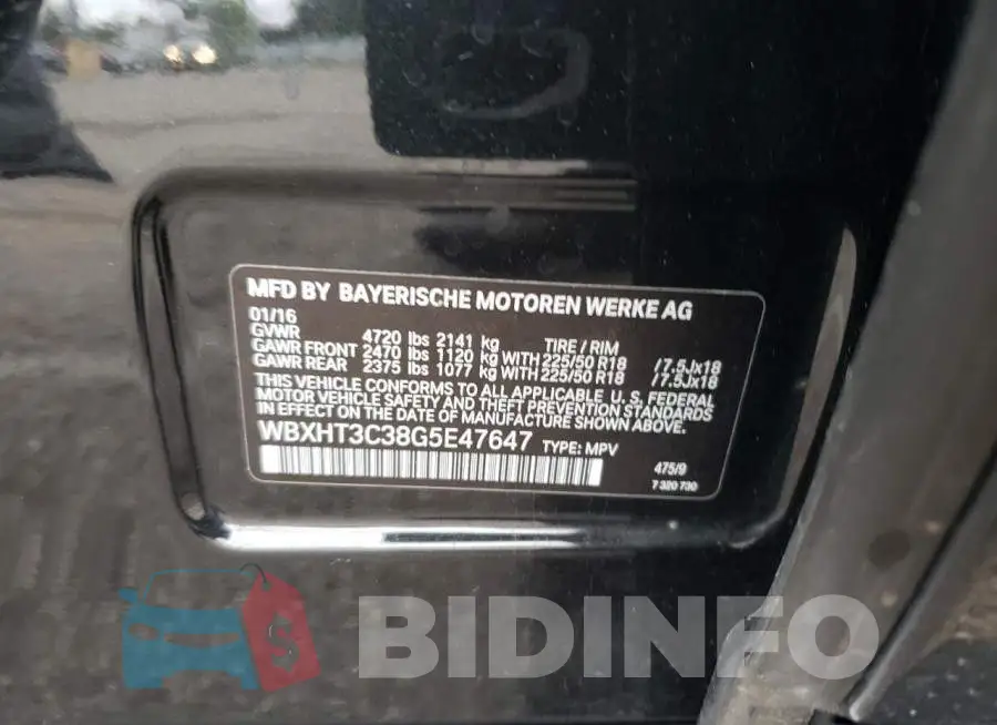 WBXHT3C38G5E47647 Photo# 13
