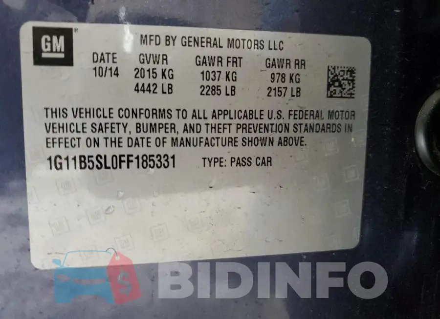1G11B5SL0FF185331 Photo# 13