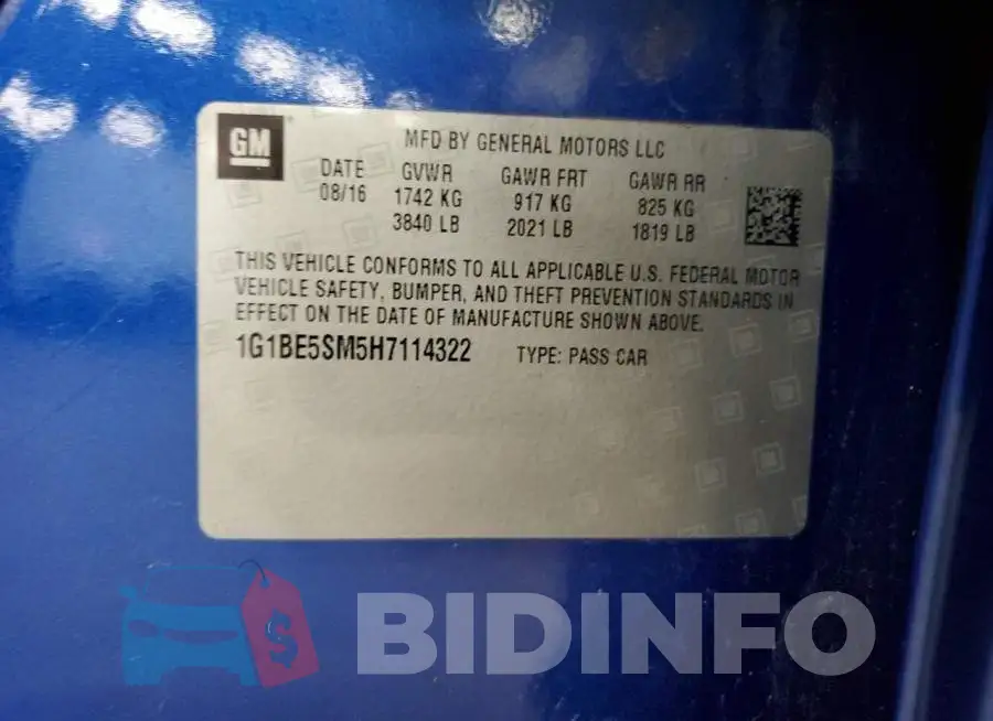 1G1BE5SM5H7114322 Photo# 12