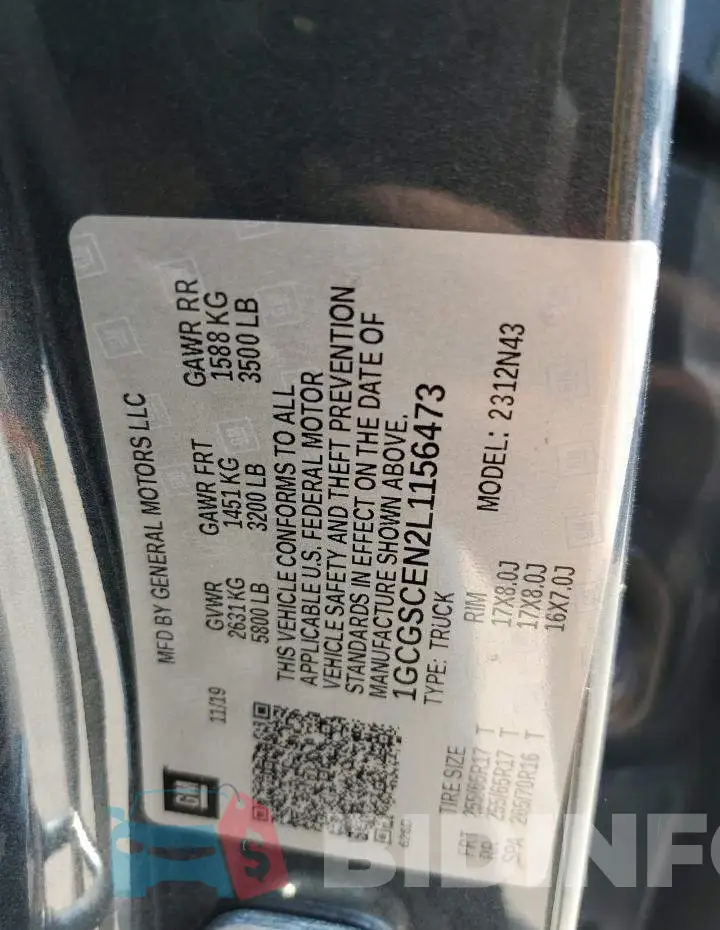 1GCGSCEN2L1156473 Photo# 12
