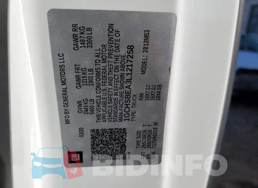 1GCHSBEA3L1217258 Photo# 12