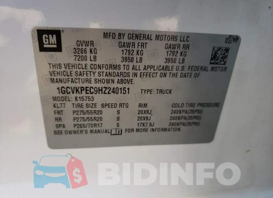 1GCVKPEC9HZ240151 Photo# 12