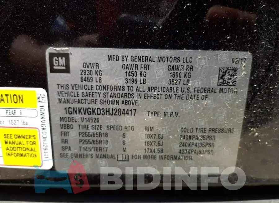 1GNKVGKD3HJ284417 Photo# 13