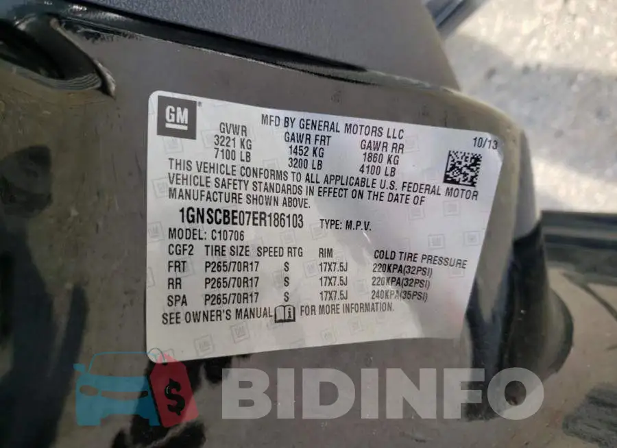 1GNSCBE07ER186103 Photo# 13