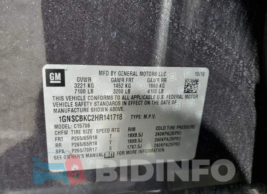 1GNSCBKC2HR141718 Photo# 13