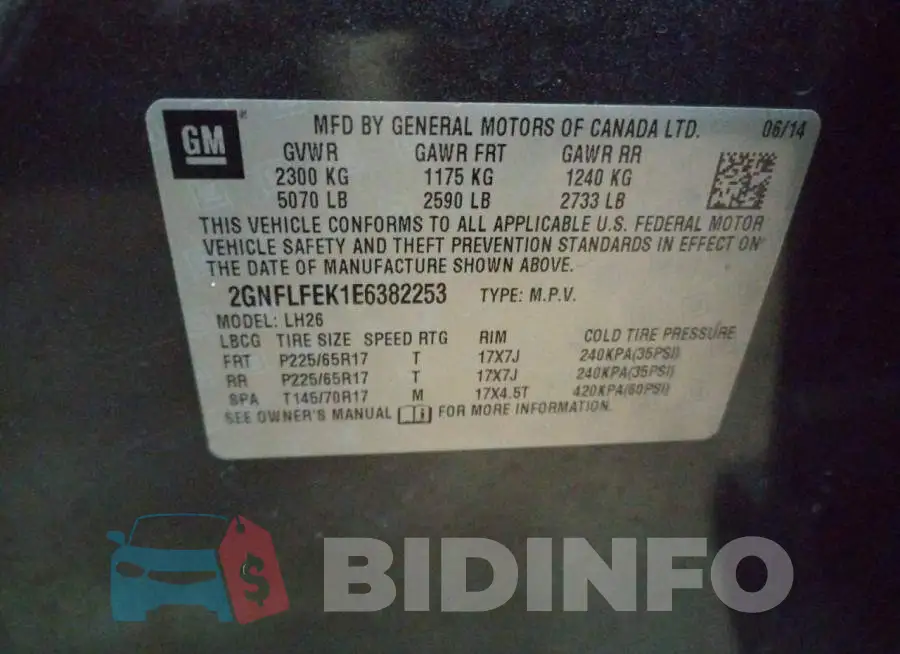 2GNFLFEK1E6382253 Photo# 12