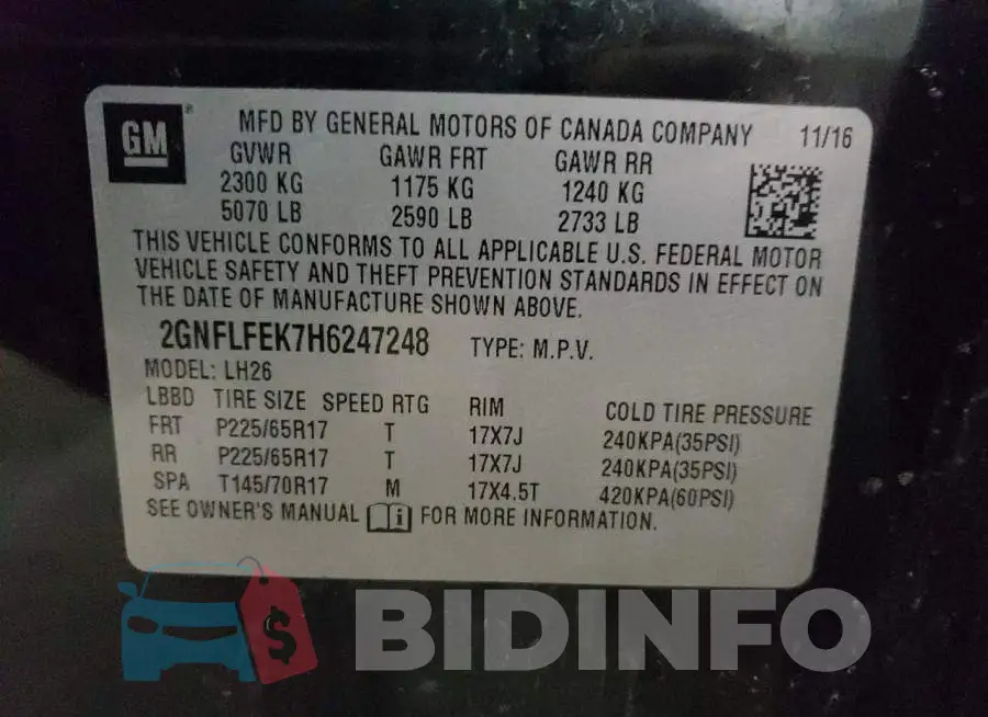 2GNFLFEK7H6247248 Photo# 14
