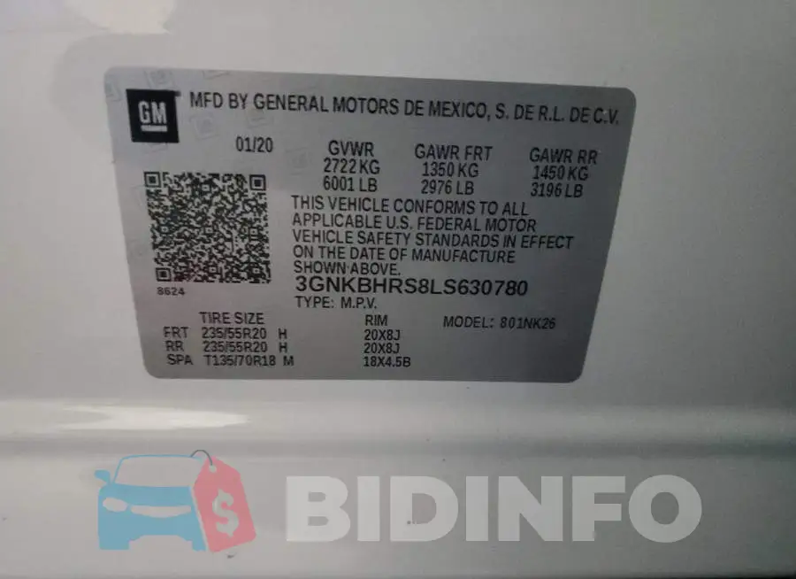 3GNKBHRS8LS630780 Photo# 14