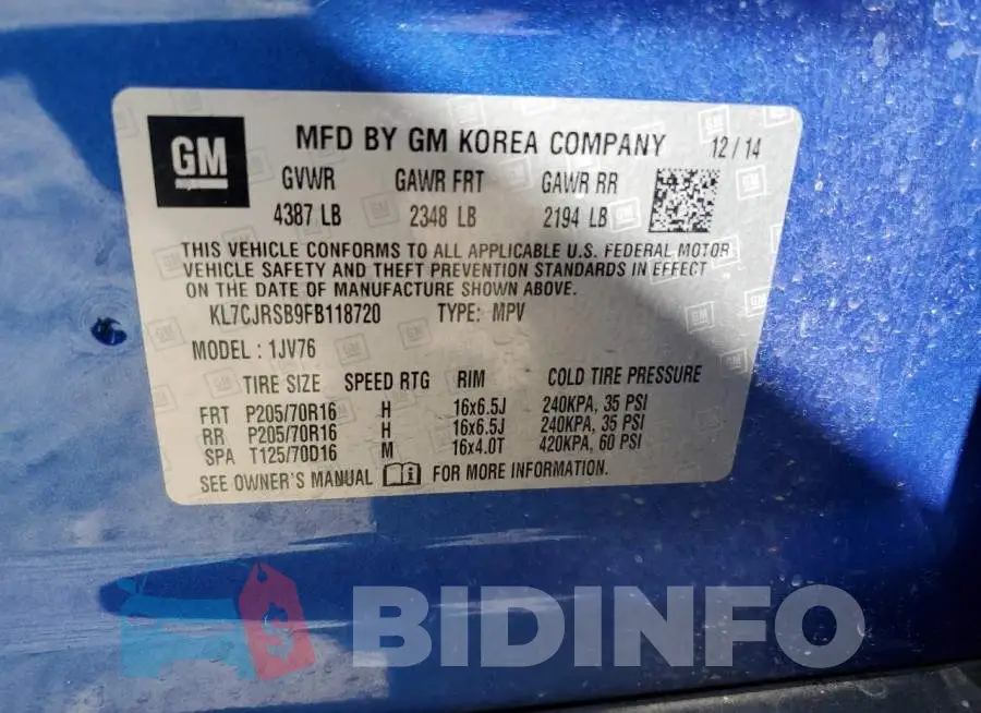 KL7CJRSB9FB118720 Photo# 13