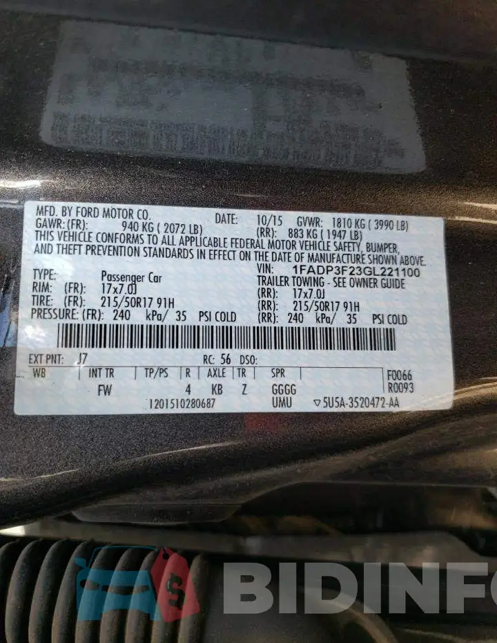 1FADP3F23GL221100 Photo# 12