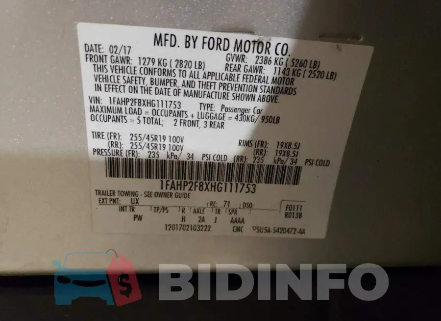 1FAHP2F8XHG111753 Photo# 12