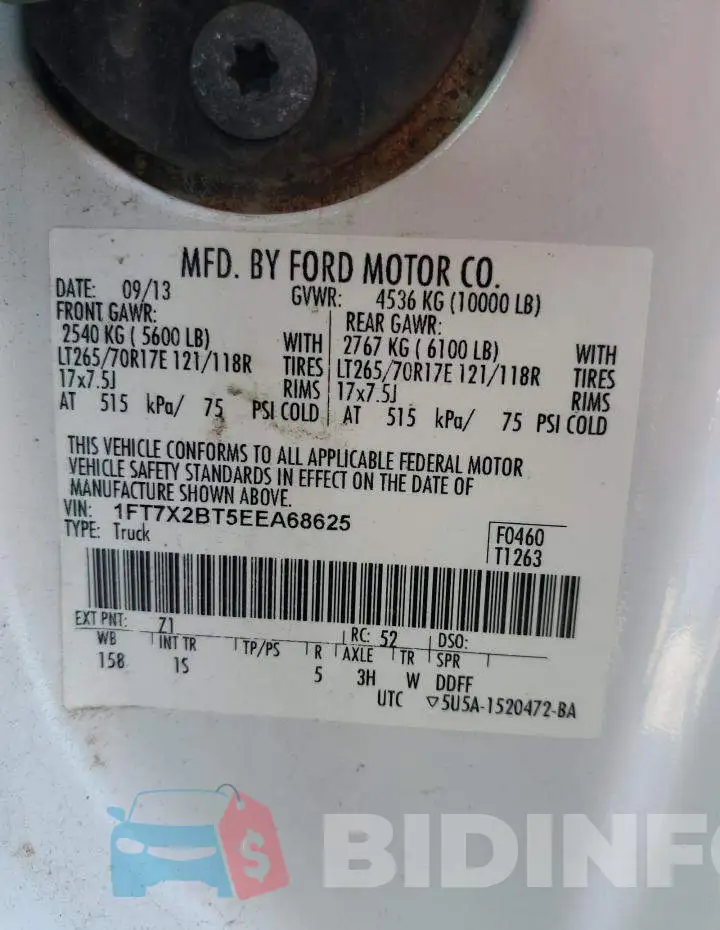 1FT7X2BT5EEA68625 Photo# 12