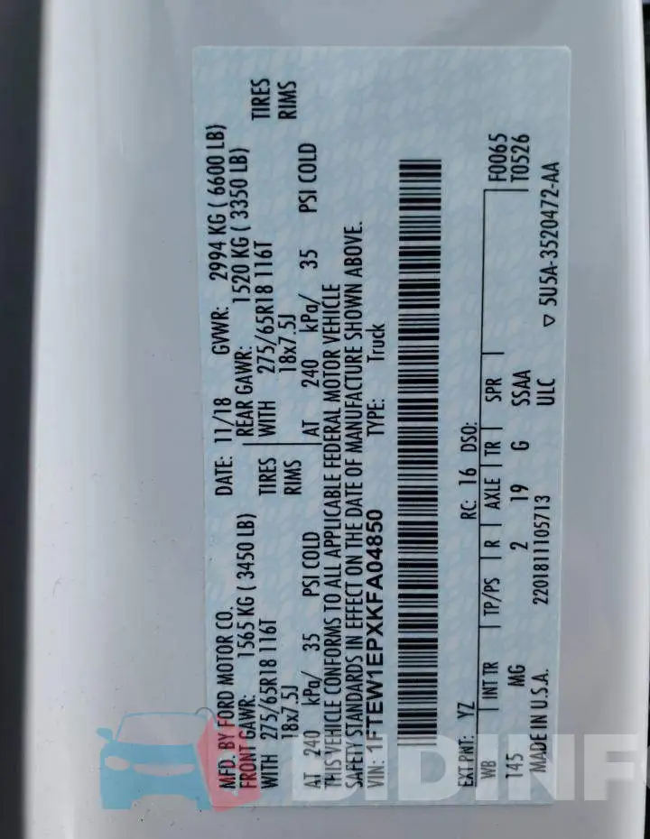 1FTEW1EPXKFA04850 Photo# 12