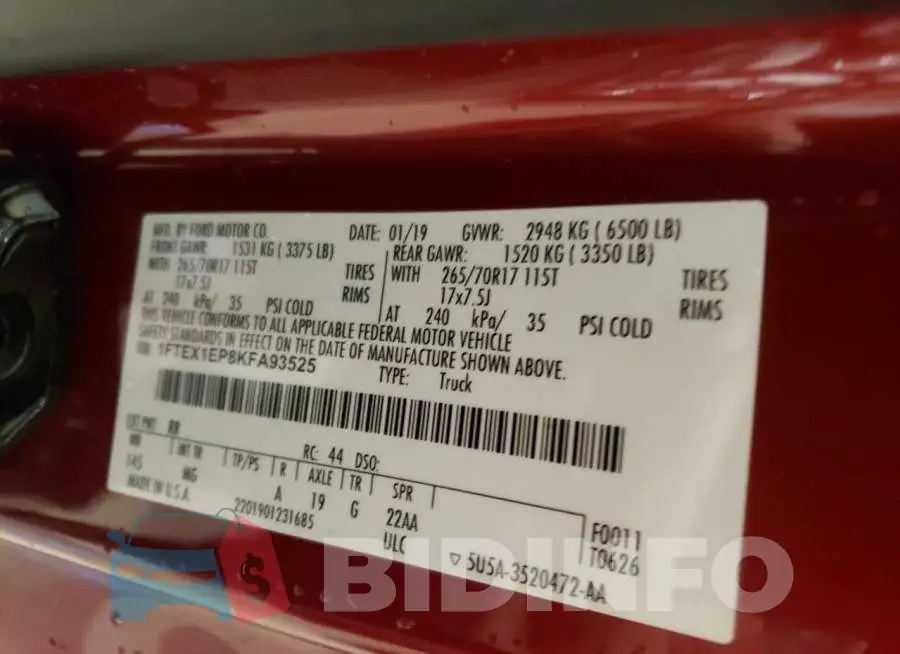 1FTEX1EP8KFA93525 Photo# 12