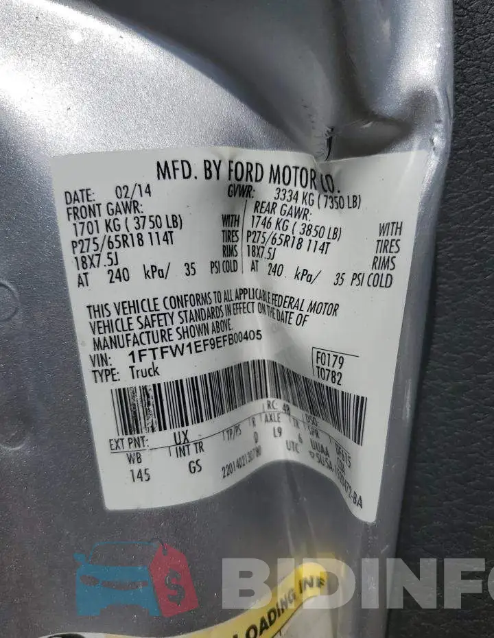1FTFW1EF9EFB00405 Photo# 12