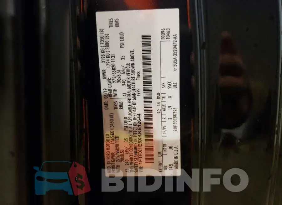 1FTFX1E5XKKE12644 Photo# 12