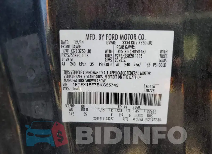 1FTFX1EF7EKG55745 Photo# 12