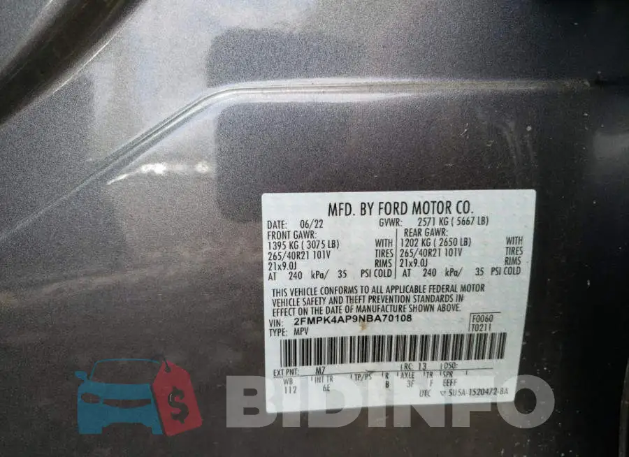 2FMPK4AP9NBA70108 Photo# 12