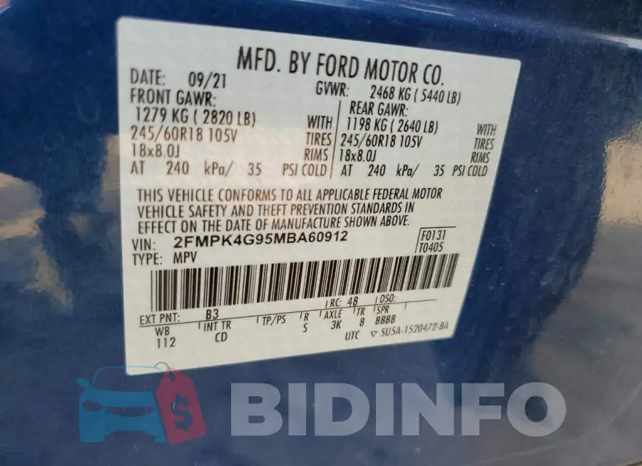 2FMPK4G95MBA60912 Photo# 13