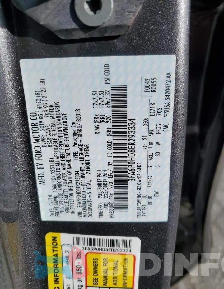 3FA6P0HD8ER293334 Photo# 12